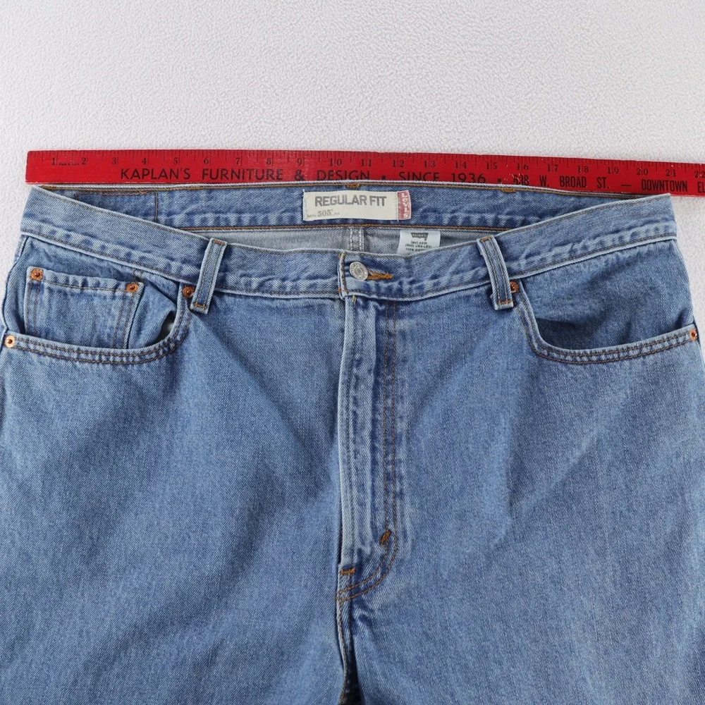 Levis 505 Regular Fit Mens Jeans 42x34 Medium Wash Blue‎ Straight Leg Denim Y2K